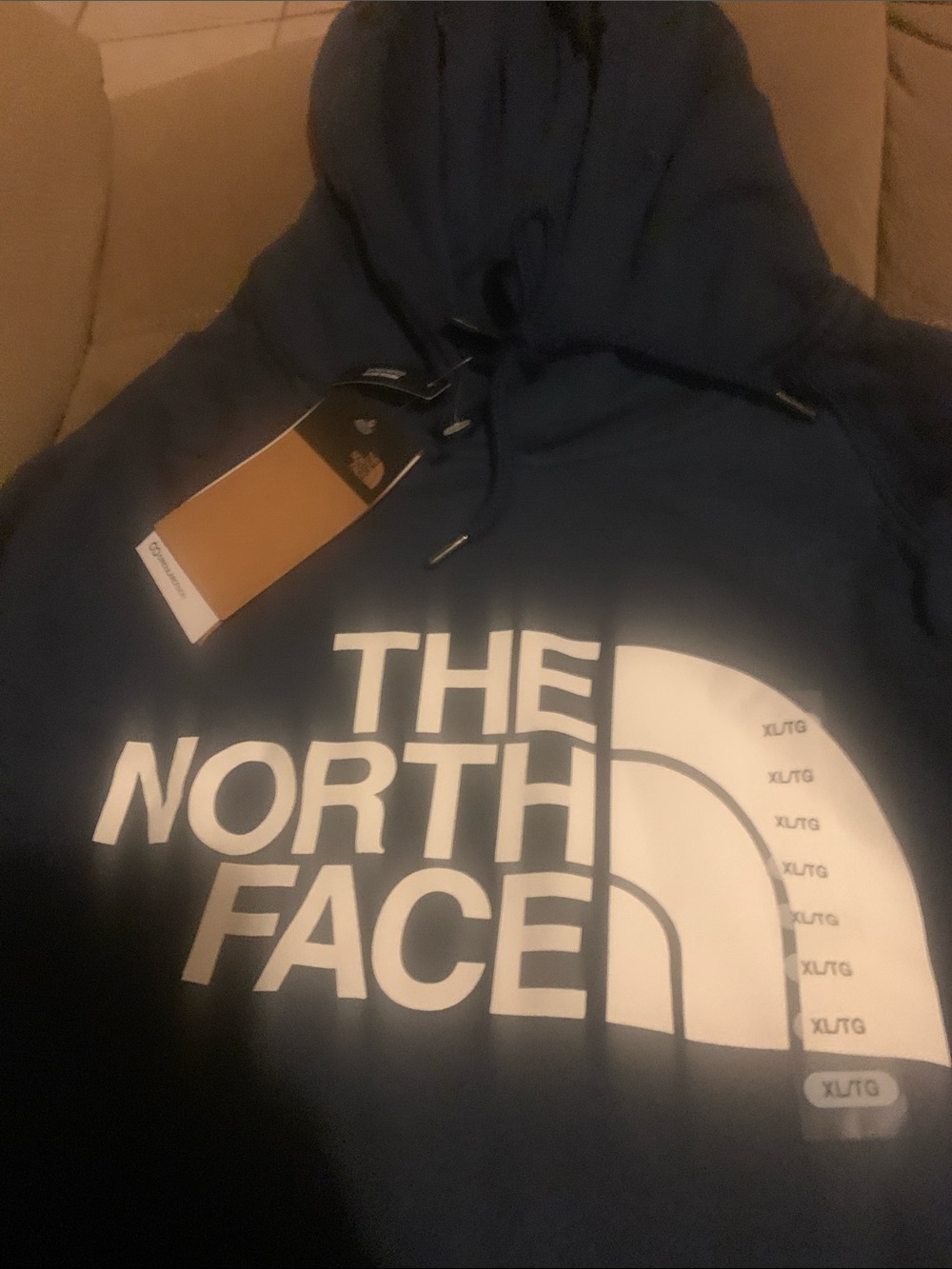 The North Face Men's Navy Crewneck Sweatshirt with White Logo